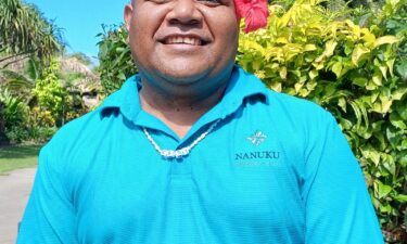 Cagi (pronounced "Tagi") Ratudamu at the Fijian resort where he works.