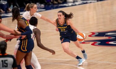 Caitlin Clark drives to the basket in the final regular season game of her rookie year.