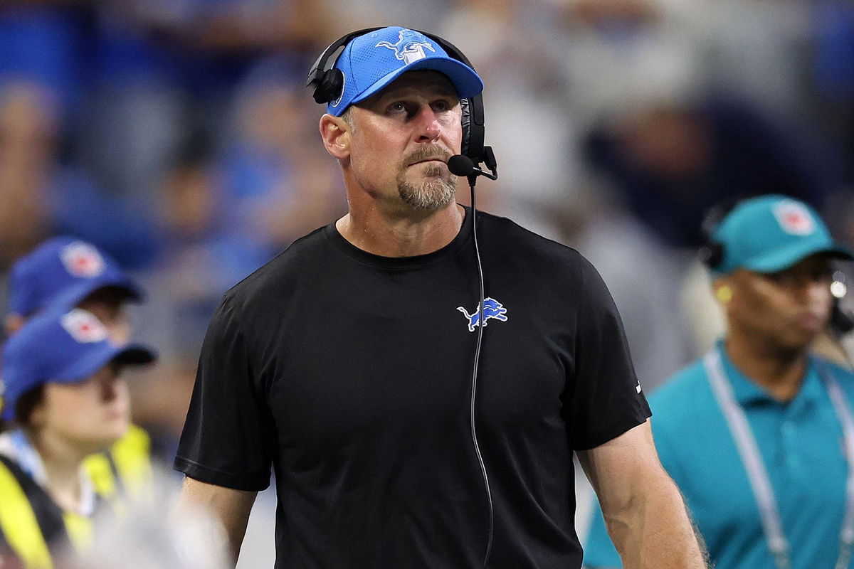 <i>Gregory Shamus/Getty Images via CNN Newsource</i><br/>Dan Campbell looks on during the Detroit Lions' game against the Los Angeles Rams at Ford Field on September 8. Campbell is selling his home in the Motor City because of what he calls “safety concerns.”