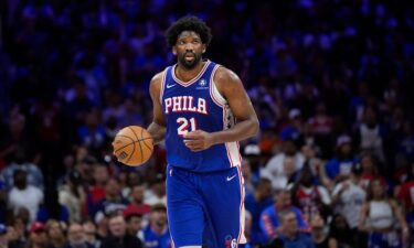 The Philadelphia 76ers' Joel Embiid plays during Game 6 in an NBA basketball first-round playoff series in May.