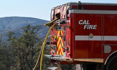 A CalFire engine helps fight the Ridge Fire in California in July 2024.