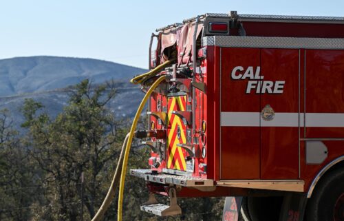 A CalFire engine helps fight the Ridge Fire in California in July 2024.