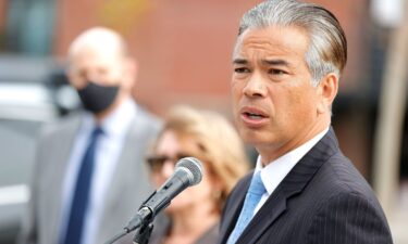 California Attorney General Rob Bonta speaks during a news conference on November 15