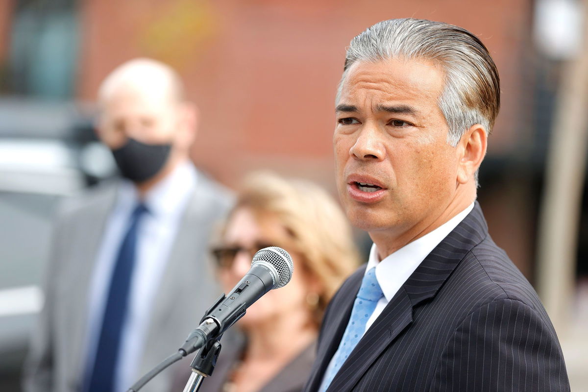 <i>Justin Sullivan/Getty Images/File via CNN Newsource</i><br/>California Attorney General Rob Bonta speaks during a news conference on November 15