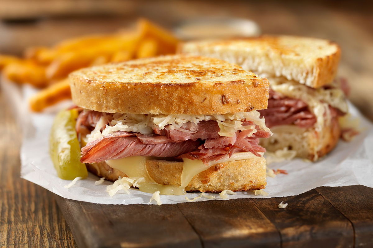 <i>LauriPatterson/E+/Getty Images via CNN Newsource</i><br/>A Reuben sandwich is pictured.