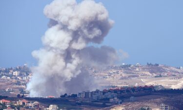 Smoke rises from Israeli airstrikes on villages in the Nabatiyeh district