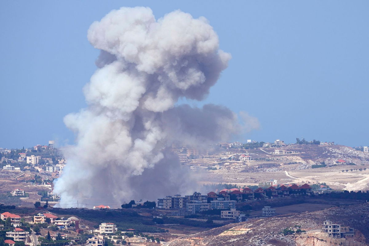 <i>Hussein Malla/AP via CNN Newsource</i><br/>Smoke rises from Israeli airstrikes on villages in the Nabatiyeh district