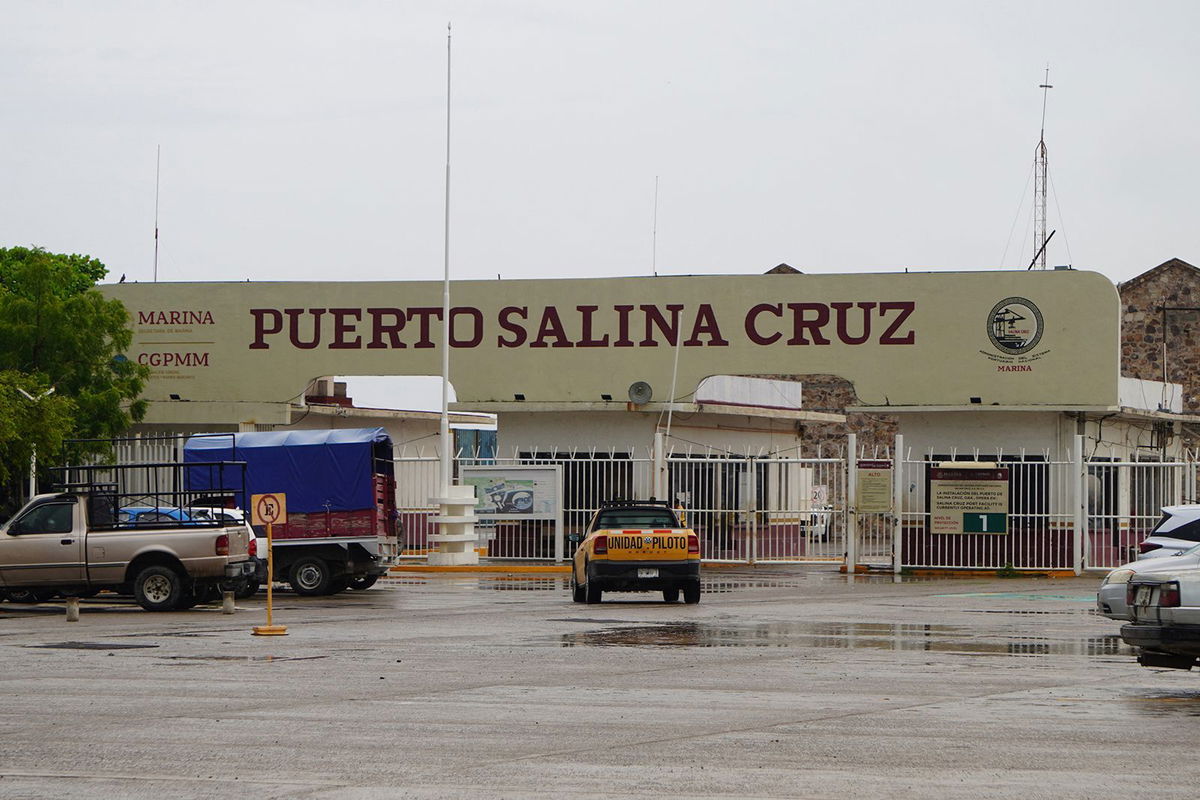 <i>Rusvel Rasgado/AFP/Getty Images via CNN Newsource</i><br/>The Salina Cruz Port is seen closed ahead of the arrival of Hurricane John in Salina Cruz