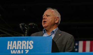 Minnesota Gov. Tim Walz speaks at a campaign rally in Bethlehem