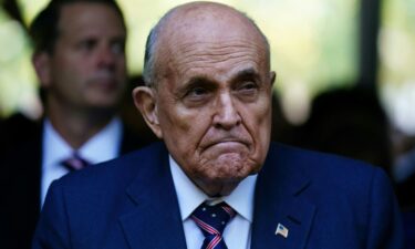 Former New York City Mayor Rudy Giuliani attends a remembrance ceremony on the 23rd anniversary of the September 11 terror attack on the World Trade Center on September 11.