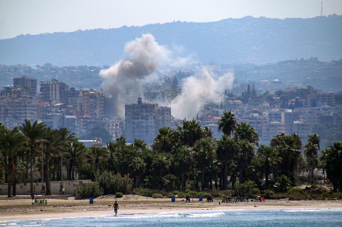 <i>Hasan Fneich/AFP/Getty Images via CNN Newsource</i><br/>A cloud of smoke erupts during Israeli air strikes in southern Lebanon on September 25.