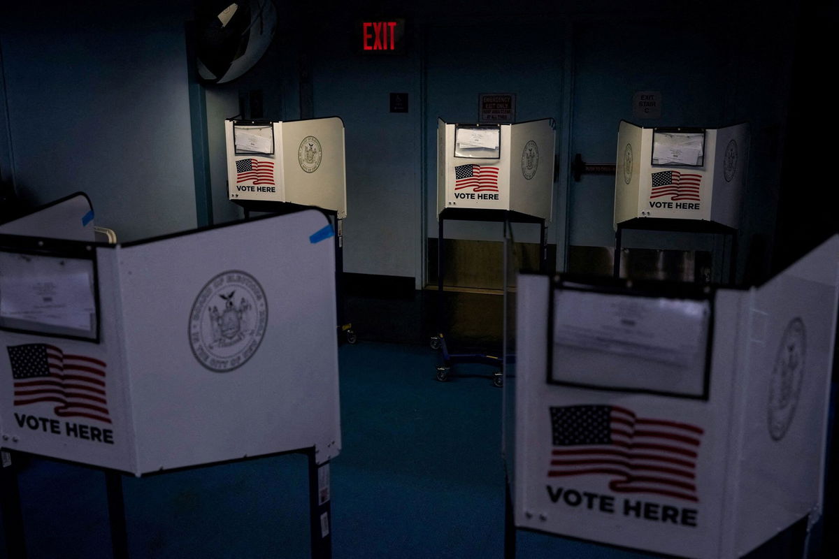 <i>Adam Gray/Reuters via CNN Newsource</i><br/>Voting booths at a polling station in the Brooklyn borough of New York City are seen on April 2.