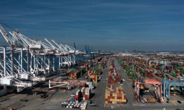 Cargo containers are readied for transport at the Port of Baltimore in Baltimore