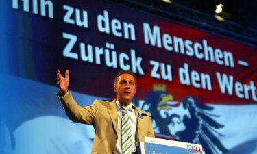 Former FPÖ leader Heinz-Christian Strache speaks during Austria's far-right congress in Salzburg in 2005.