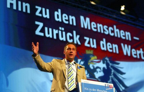 Former FPÖ leader Heinz-Christian Strache speaks during Austria's far-right congress in Salzburg in 2005.