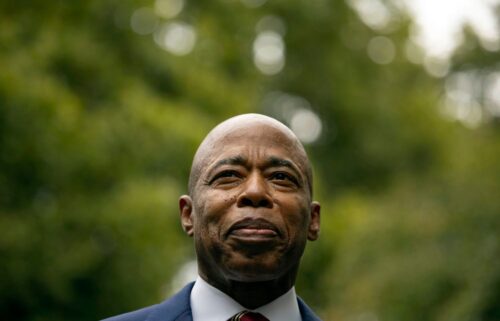 New York City Mayor Eric Adams talks to the media at Gracie Mansion