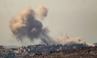 Smoke billows from the site of an Israeli airstrike that targeted the southern Lebanese village of Choukîne on September 26.