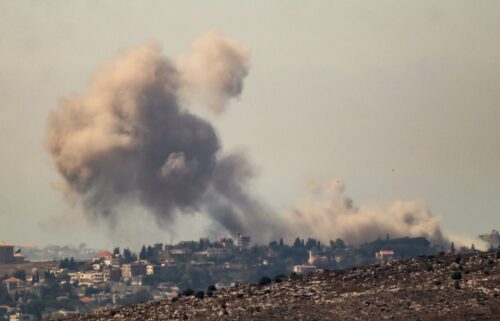 Smoke billows from the site of an Israeli airstrike that targeted the southern Lebanese village of Choukîne on September 26.