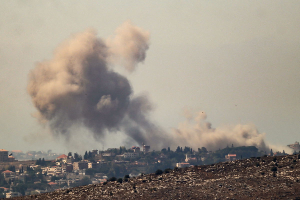 <i>Rabih Daher/AFP/Getty Images via CNN Newsource</i><br/>Smoke billows from the site of an Israeli airstrike that targeted the southern Lebanese village of Choukîne on September 26.