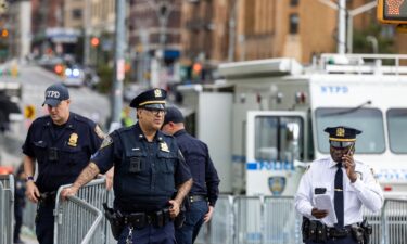 Police gather outside the United Nations in New York City