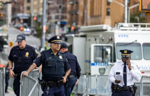 Police gather outside the United Nations in New York City