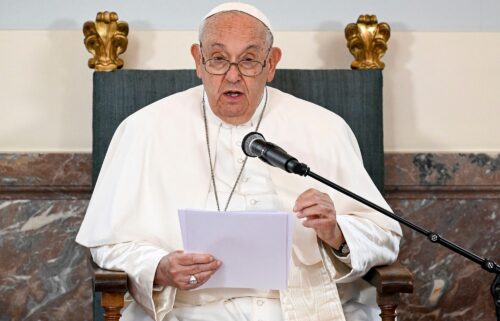 Pope Francis pictured during a papal visit to the Royal Castle in Laeken