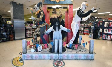 Large scale 'spooky' mechanical displays inside a Spirit Halloween store in New York