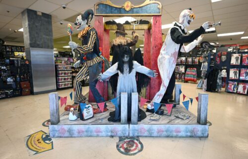 Large scale 'spooky' mechanical displays inside a Spirit Halloween store in New York