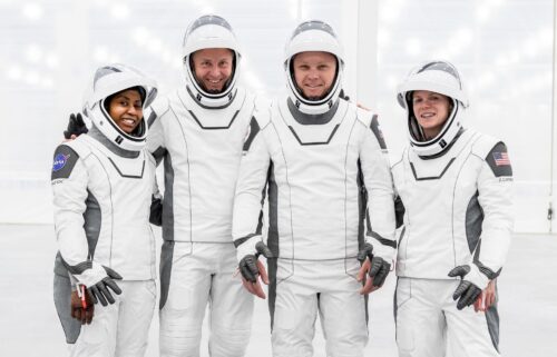 The original crew of NASA’s SpaceX Crew-9 mission to the International Space Station poses for a group photo