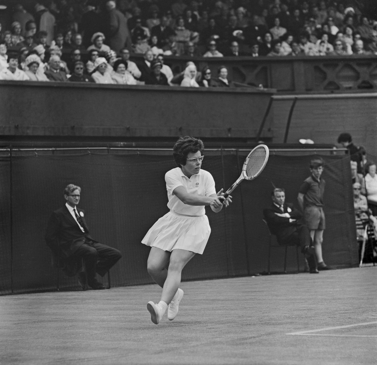 <i>Terry Fincher/Daily Express/Hulton Archive/Getty Images via CNN Newsource</i><br/>Billie Jean King in action at Wimbledon in 1965.