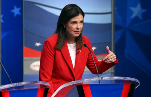 Former New Hampshire Sen. Kelly Ayotte speaks during a Republican primary debate in Manchester on September 3.