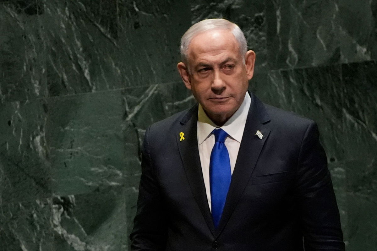 <i>Pamela Smith/AP via CNN Newsource</i><br/>Israeli Prime Minister Benjamin Netanyahu addresses the 79th session of the United Nations General Assembly on September 27