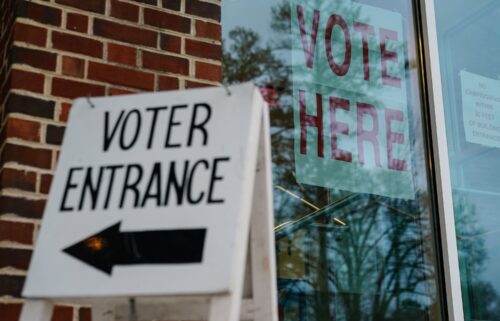 Signs directing voters are seen ouside a polling place on March 5 in Mountain Brook