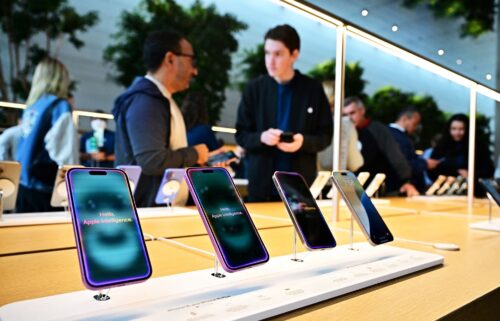 The new Apple iPhone 16 models on display upon release on September 20 at the Apple Store at The Grove in Los Angeles