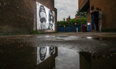 A mural depicting Liam and Noel Gallagher of Oasis is pictured in Manchester