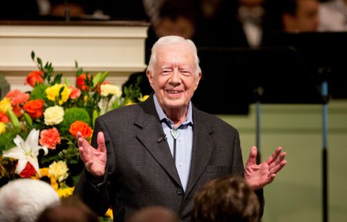 Former President Jimmy Carter teaches a Sunday school class at the Maranatha Baptist Church in his hometown of Plains