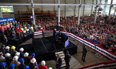 Former President Donald Trump speaks at a campaign event in Walker