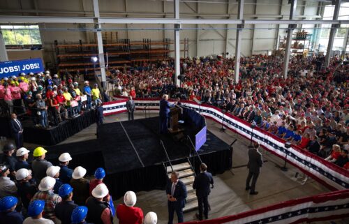 Former President Donald Trump speaks at a campaign event in Walker