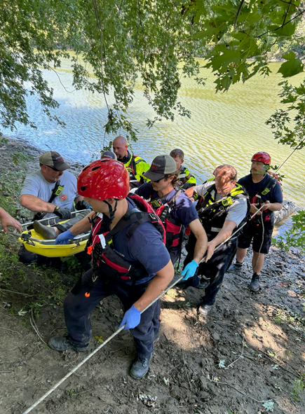 <i>Burlington Fire Department/WPTZ via CNN Newsource</i><br/>A man stuck in mud on the Winooski River was rescued by boat Sunday morning.