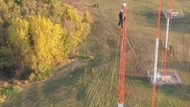 <i>WCCO via CNN Newsource</i><br/>Video captured rescuers climbing 250 feet up a radio tower to make a sky-high save in the south metro.