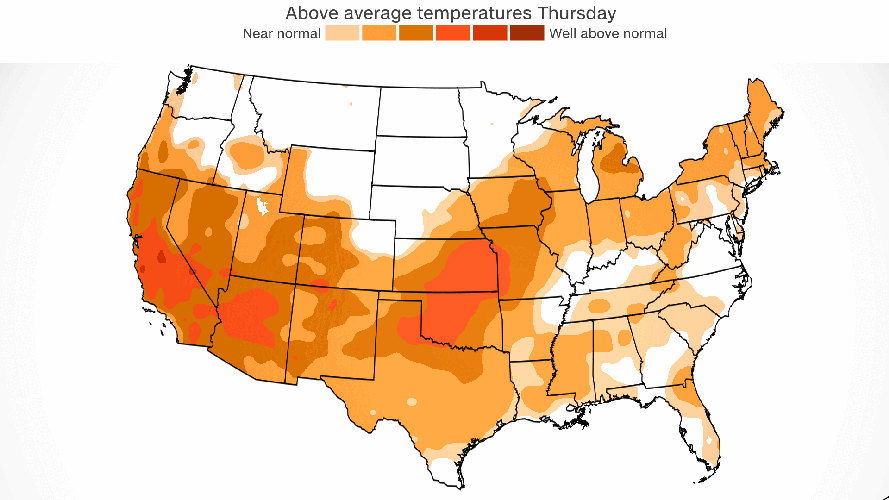 Unseasonable heat will persist at least into early next week in the West, and October 3 to October 7