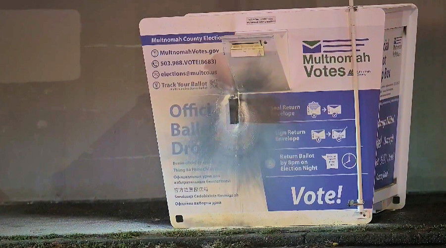 Damaged Multnomah County ballot box