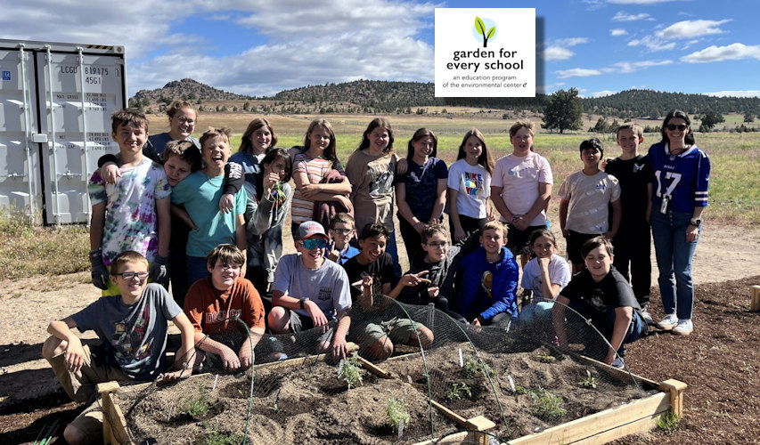 Students at Barnes Butte Elementary in Prineville pose with their garden.