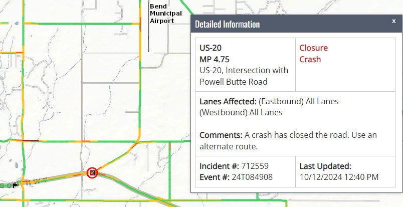 Highway 20-Powell Butte Highway fatal motorcycle crash TripCheck 10-12