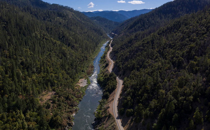 The Klamath River winds runs along Highway 96 near Happy Camp, Calif., June 7, 2021.