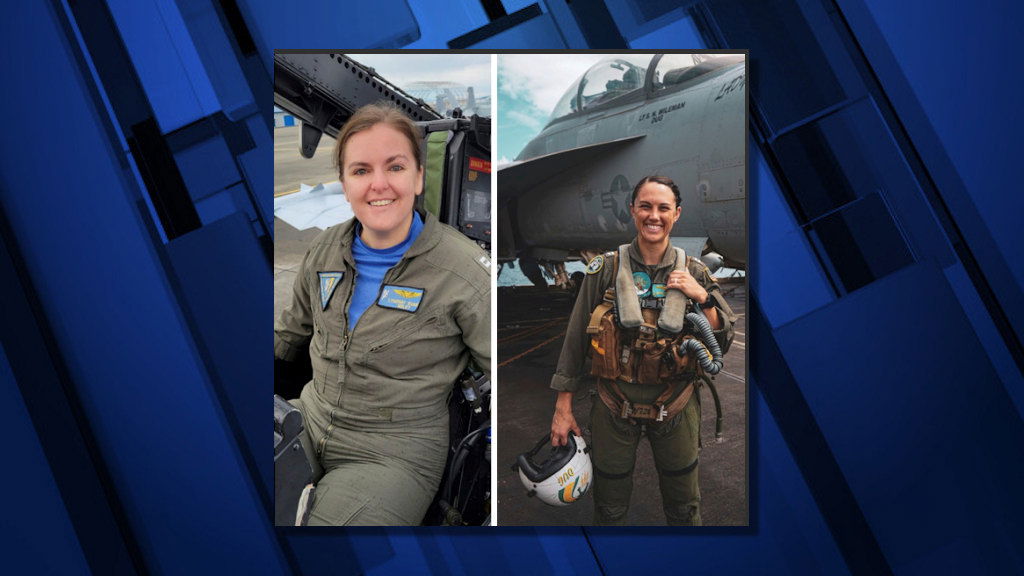 These undated photos released by the U.S Navy are of Lt. Commander Lyndsay Evans, a Naval Flight Officer, and Lt. Serena Wileman, a Naval Aviator.