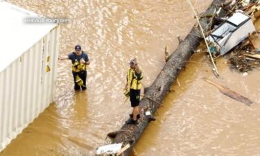 Search and rescue efforts in the aftermath of Helene are pictured from the APD in Asheville