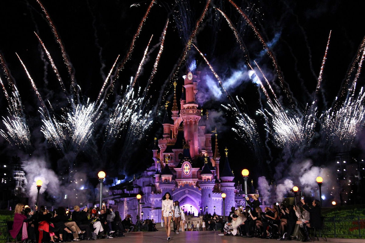 <i>Lyvans Boolaky/Getty Images via CNN Newsource</i><br/>Fashion house Coperni took over Disneyland Paris on October 1 evening and staged their show in front of the iconic Sleeping Beauty castle.