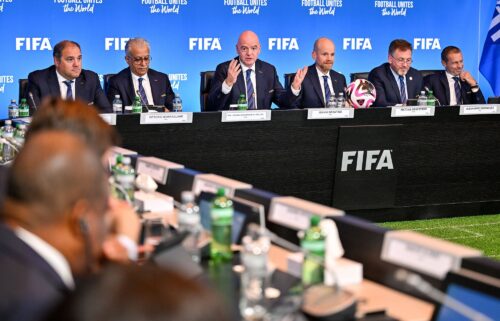 FIFA President Gianni Infantino speaks during a FIFA Council Meeting on October 3 in Zurich