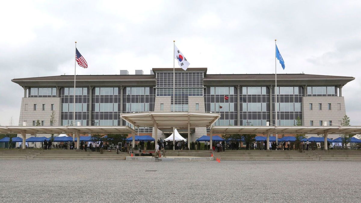 <i>Ahn Young-joon/AP via CNN Newsource</i><br/>The newly opened headquarters of the US Forces Korea is seen at Camp Humphreys in Pyeongtaek